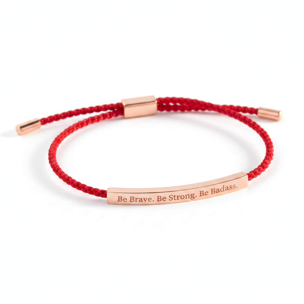 Be Brave. Be Strong. Be Badass. Inspire Bracelet in Lucky Red, 18-k-rose-gold-plated by Seeyoura