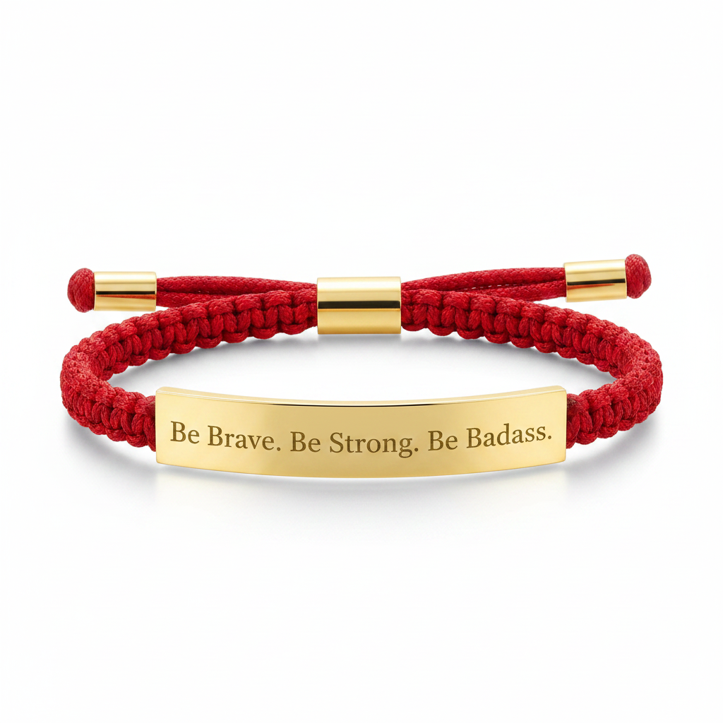 Be Brave. Be Strong. Be Badass. Inspire Bracelet in Lucky Red, gold by Seeyoura