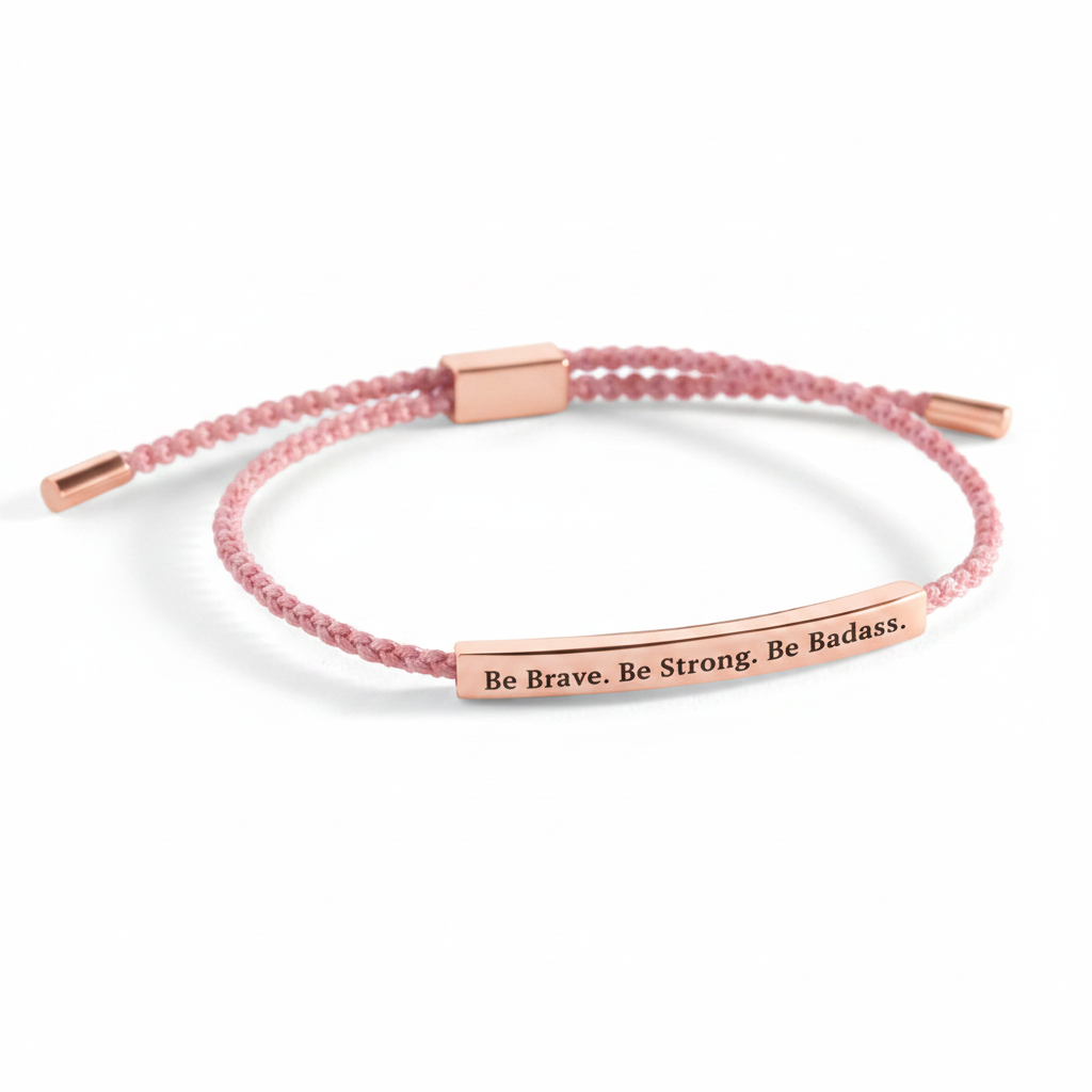 Be Brave. Be Strong. Be Badass. Inspire Bracelet in Pink, 18-k-rose-gold-plated by Seeyoura