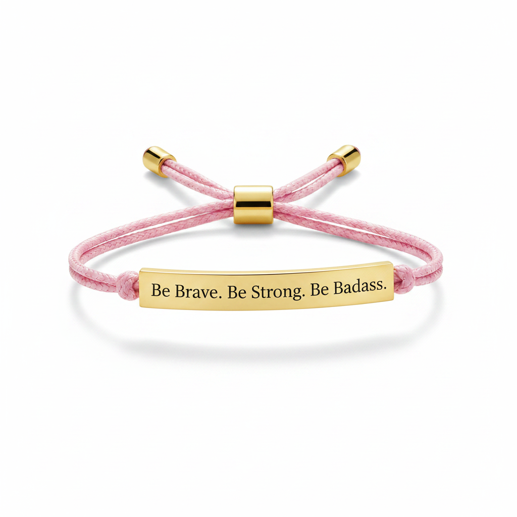 Be Brave. Be Strong. Be Badass. Inspire Bracelet in Pink, gold by Seeyoura