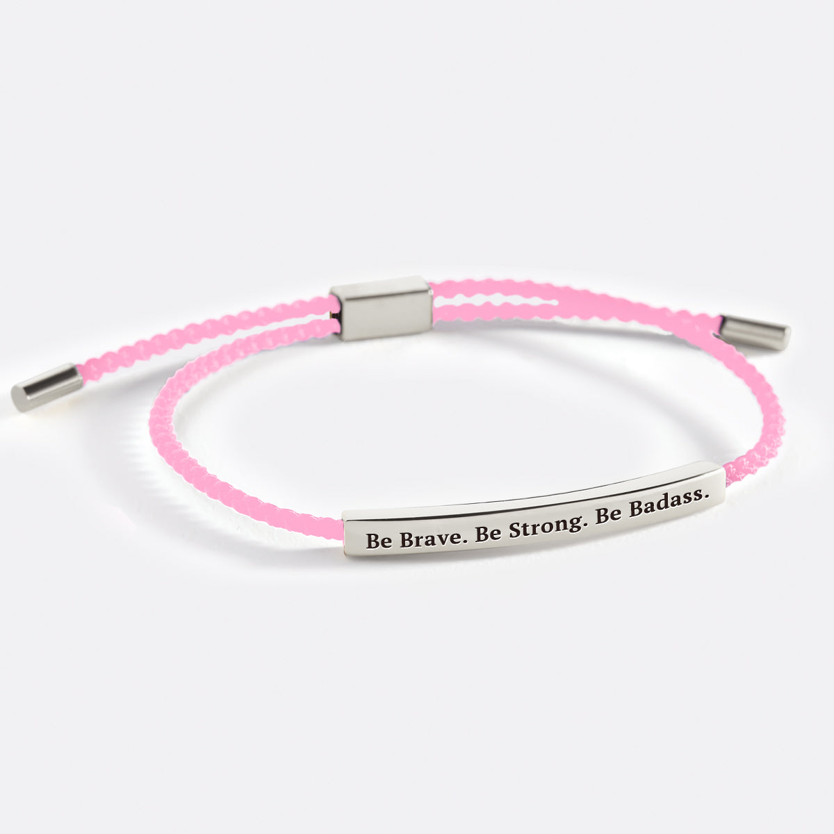Be Brave. Be Strong. Be Badass. Inspire Bracelet in Pink, silver by Seeyoura