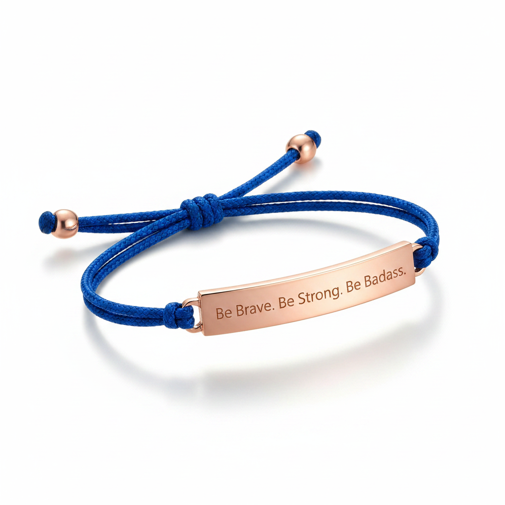 Be Brave. Be Strong. Be Badass. Inspire Bracelet in Royal Blue, 18-k-rose-gold-plated by Seeyoura