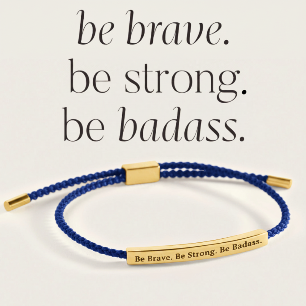 Be Brave. Be Strong. Be Badass. Inspire Bracelet in Royal Blue, gold by Seeyoura