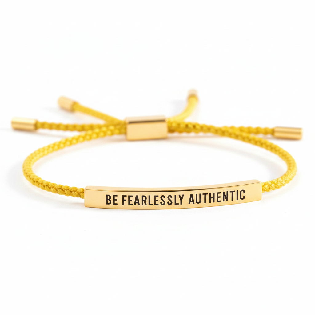 Be Fearlessly Authentic Inspire Bracelet in Lemon Yellow, 18-k-rose-gold-plated by Seeyoura