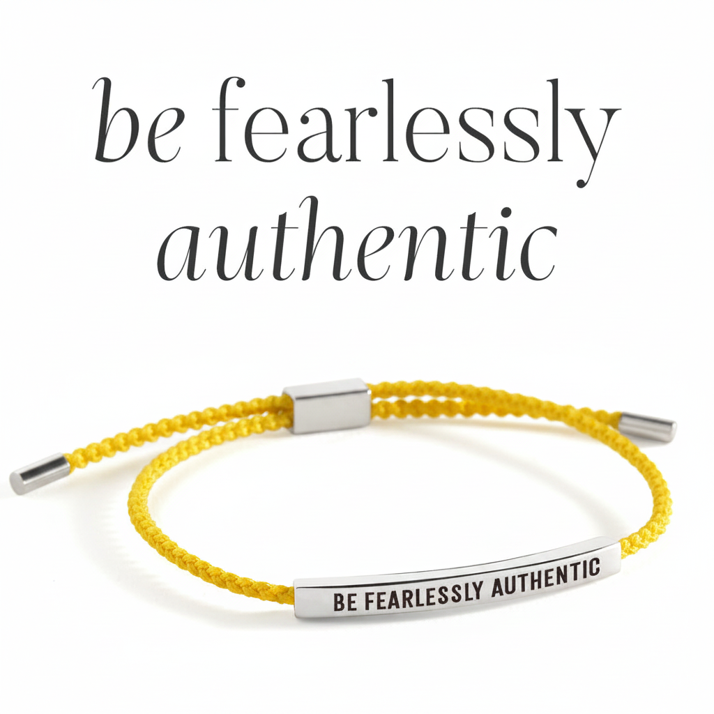 Be Fearlessly Authentic Inspire Bracelet in Lemon Yellow, silver by Seeyoura