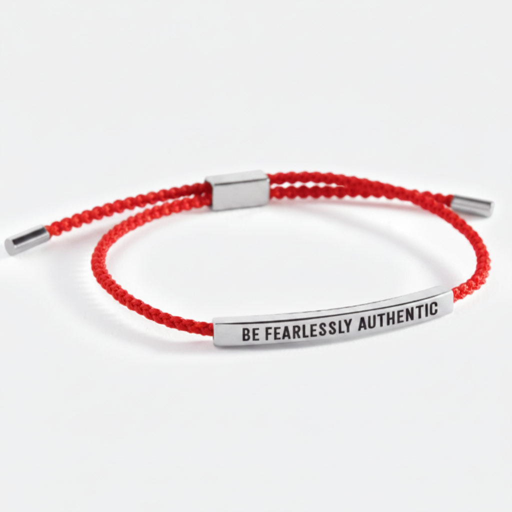 Be Fearlessly Authentic Inspire Bracelet in Lucky Red, silver by Seeyoura