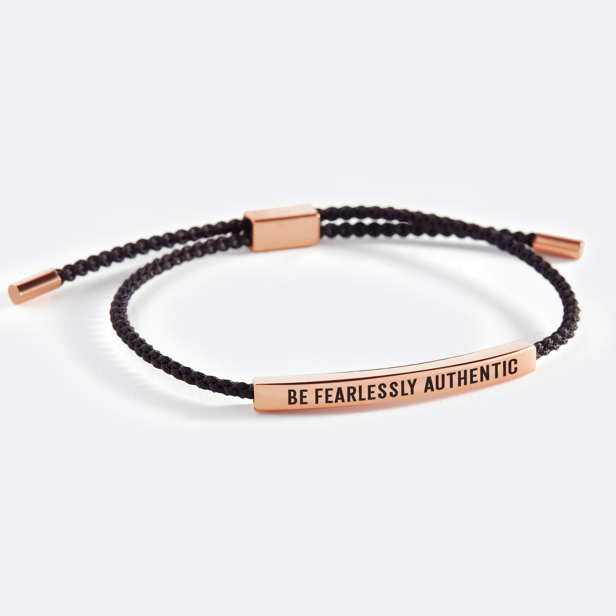 Be Fearlessly Authentic Inspire Bracelet in Midnight Black, 18-k-rose-gold-plated by Seeyoura