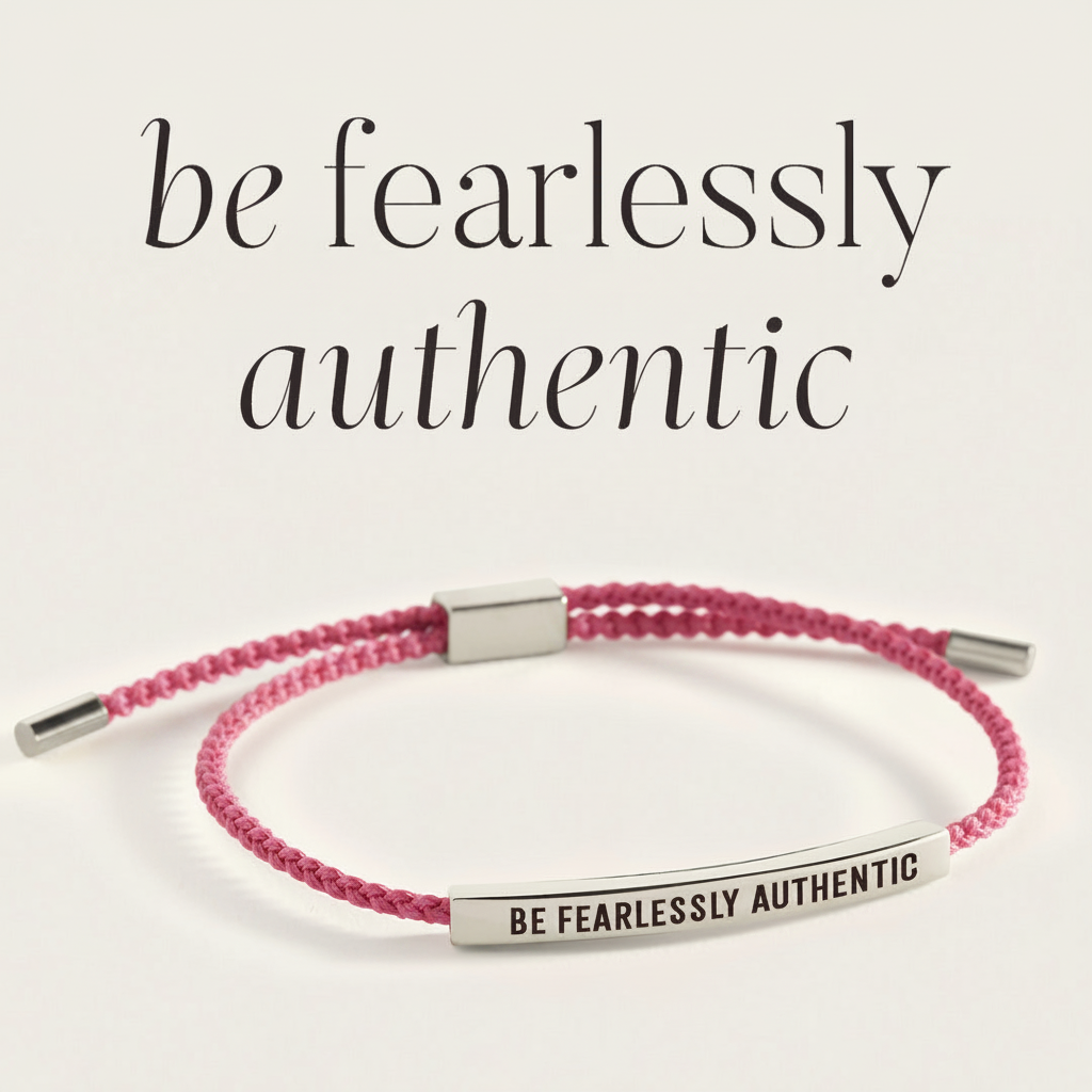 Be Fearlessly Authentic Inspire Bracelet in Pink, silver by Seeyoura