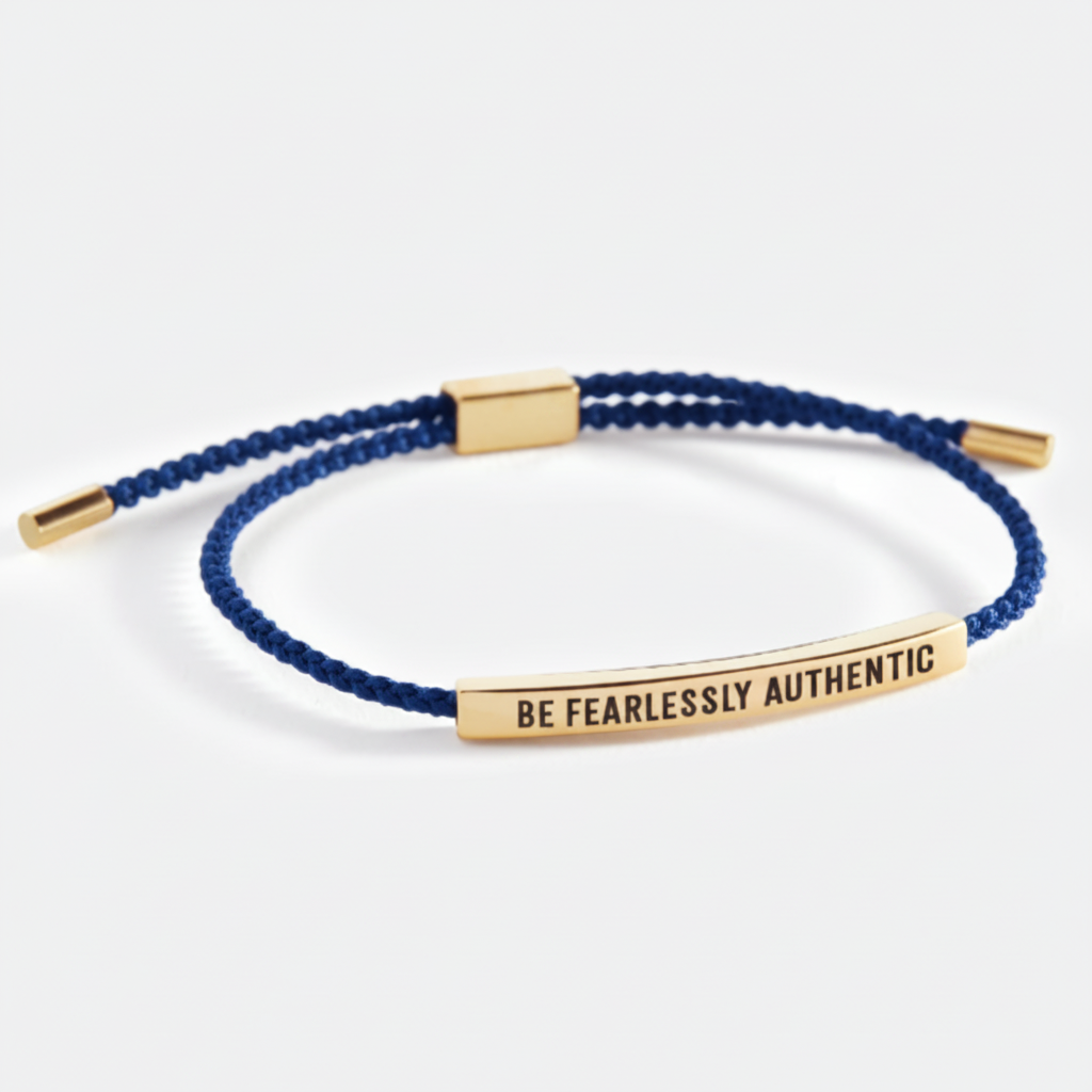 Be Fearlessly Authentic Inspire Bracelet in Royal Blue, 18-k-rose-gold-plated by Seeyoura