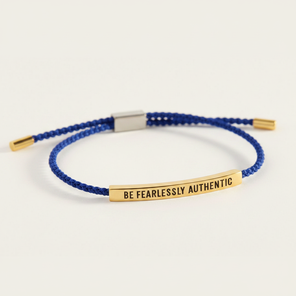 Be Fearlessly Authentic Inspire Bracelet in Royal Blue, gold by Seeyoura