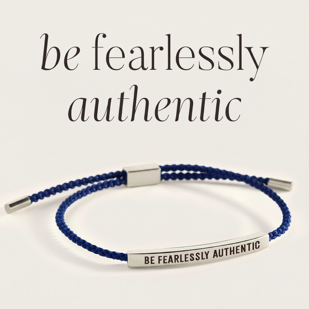 Be Fearlessly Authentic Inspire Bracelet in Royal Blue, silver by Seeyoura