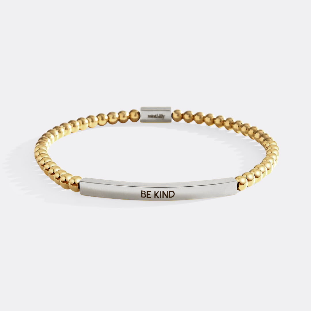 Be Kind Beaded Inspire Bracelet in silver-plate-with-gold-beads by Seeyoura