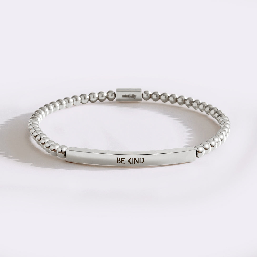 Be Kind Beaded Inspire Bracelet in silver-plate-with-silver-beads by Seeyoura