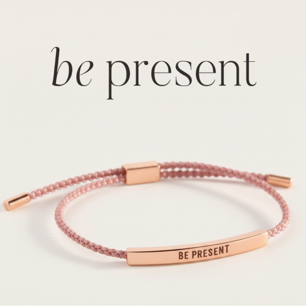 Be Present Inspire Bracelet in Pink, 18-k-rose-gold-plated by Seeyoura