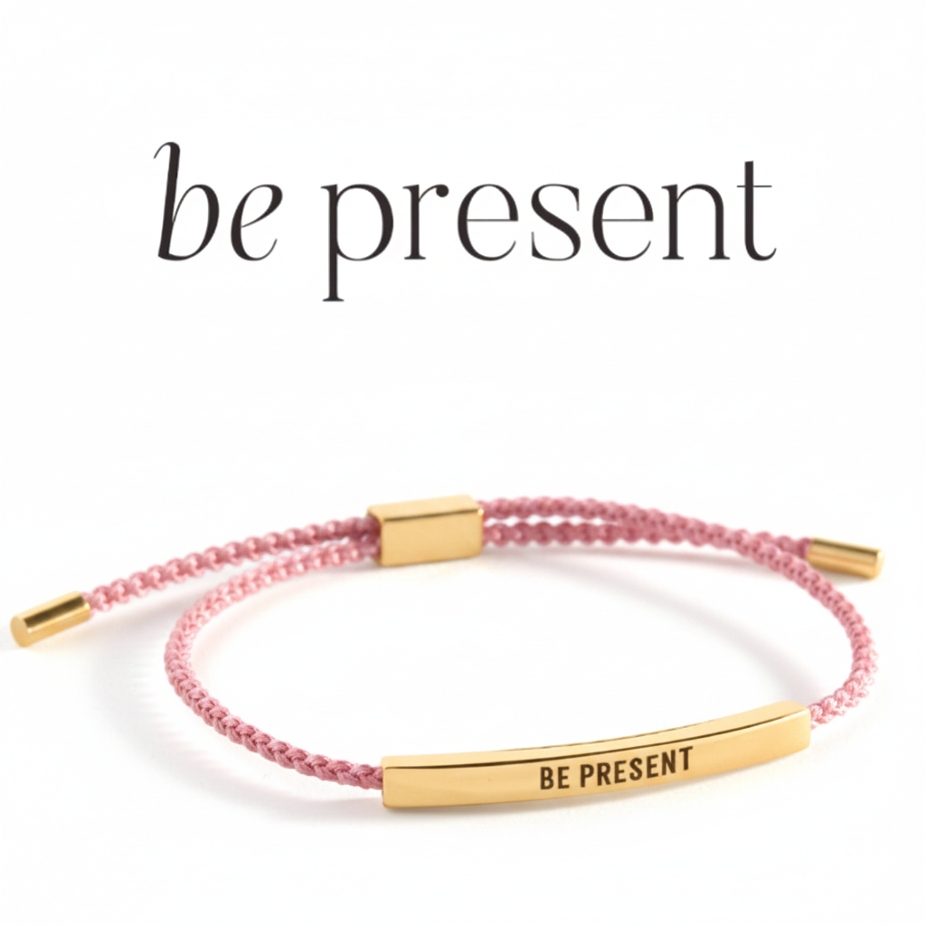 Be Present Inspire Bracelet in Pink, gold by Seeyoura
