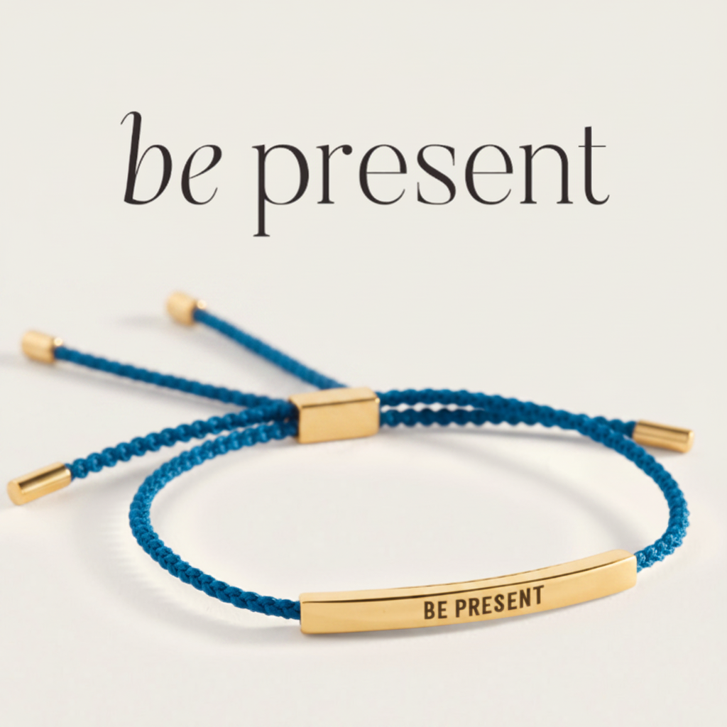 Be Present Inspire Bracelet in Royal Blue, gold by Seeyoura