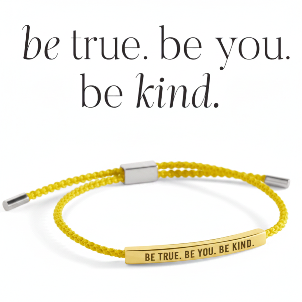 Be True. Be You. Be Kind Inspire Bracelet in Lemon Yellow, gold by Seeyoura