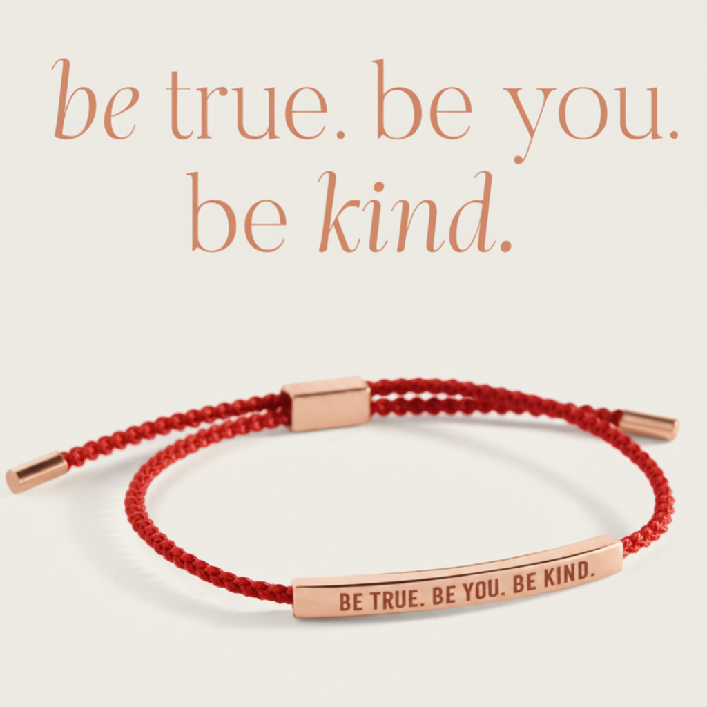 Be True. Be You. Be Kind Inspire Bracelet in Lucky Red, 18-k-rose-gold-plated by Seeyoura