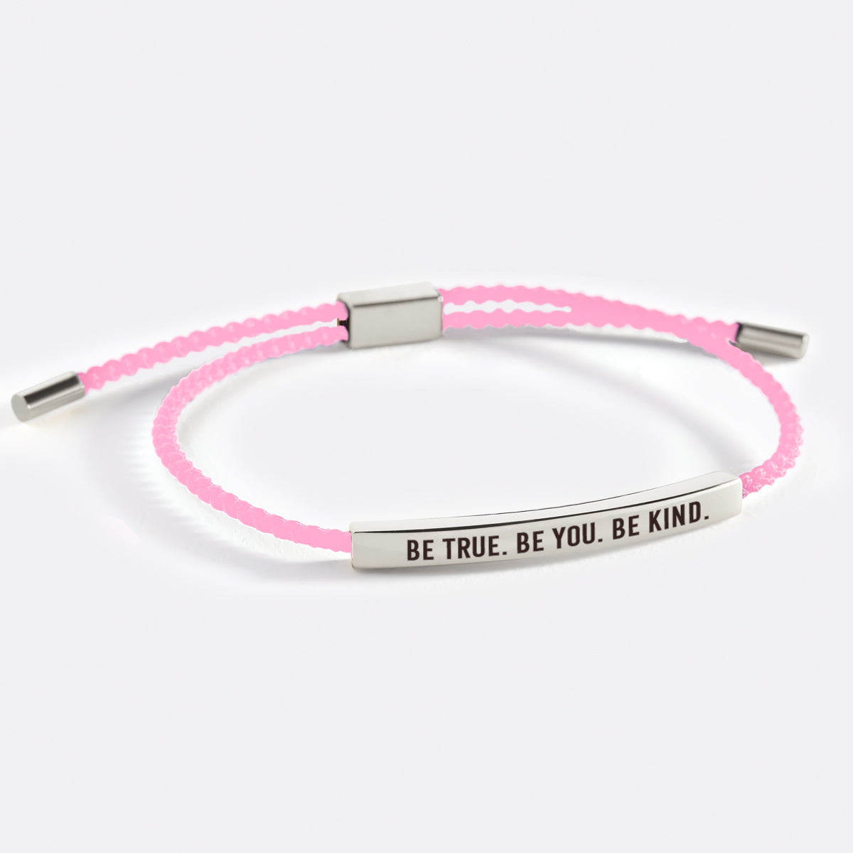 Be True. Be You. Be Kind Inspire Bracelet in Pink, silver by Seeyoura