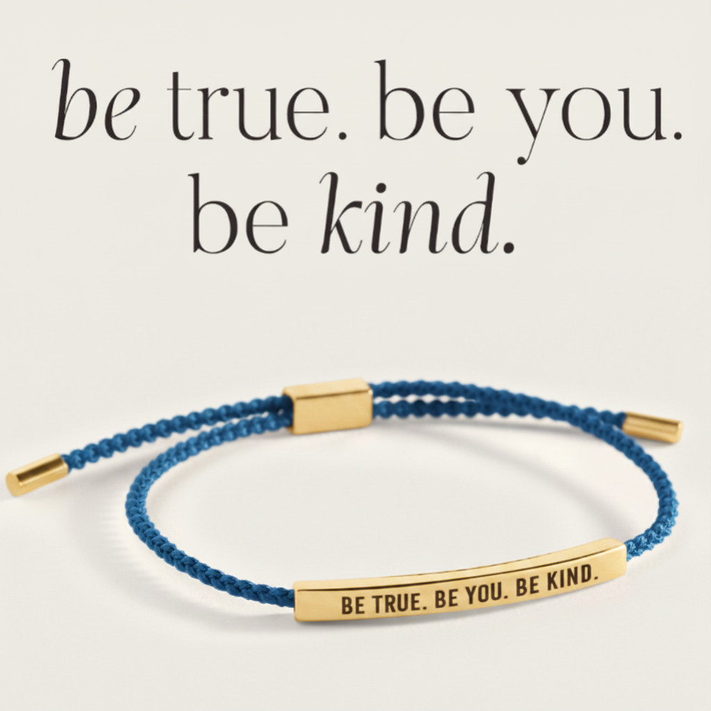 Be True. Be You. Be Kind Inspire Bracelet in Royal Blue, gold by Seeyoura