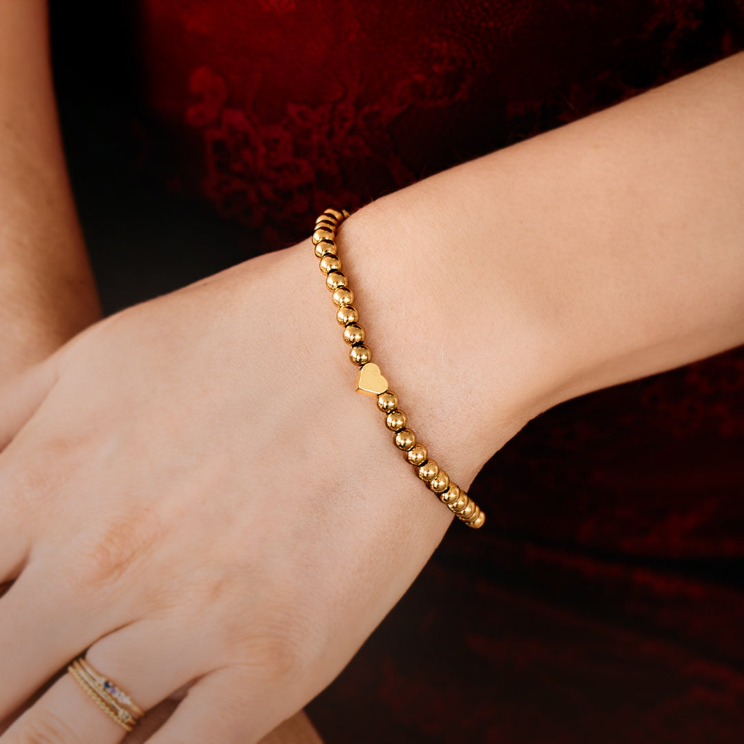 Heart Beaded Stacking Bracelet by Seeyoura