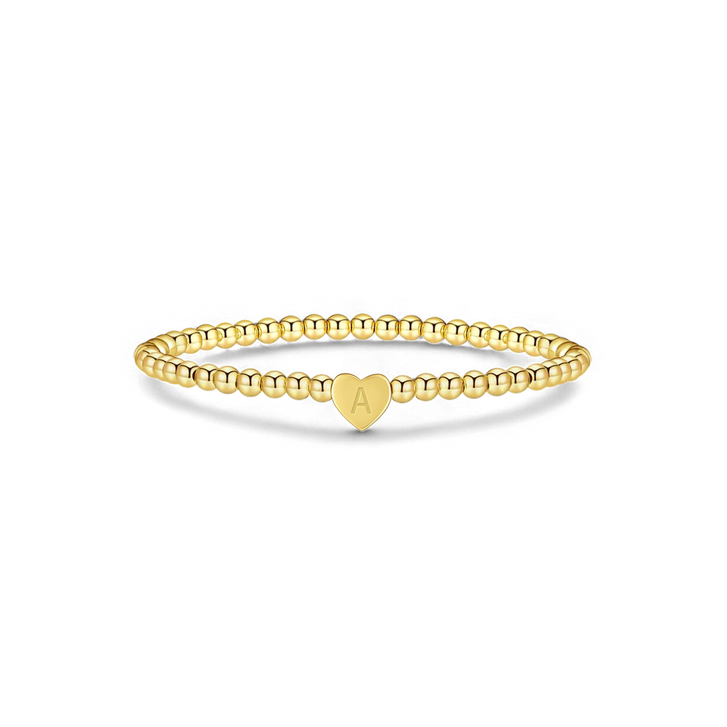 Gold Beaded Bracelet with Heart Initial in gold, A by Seeyoura