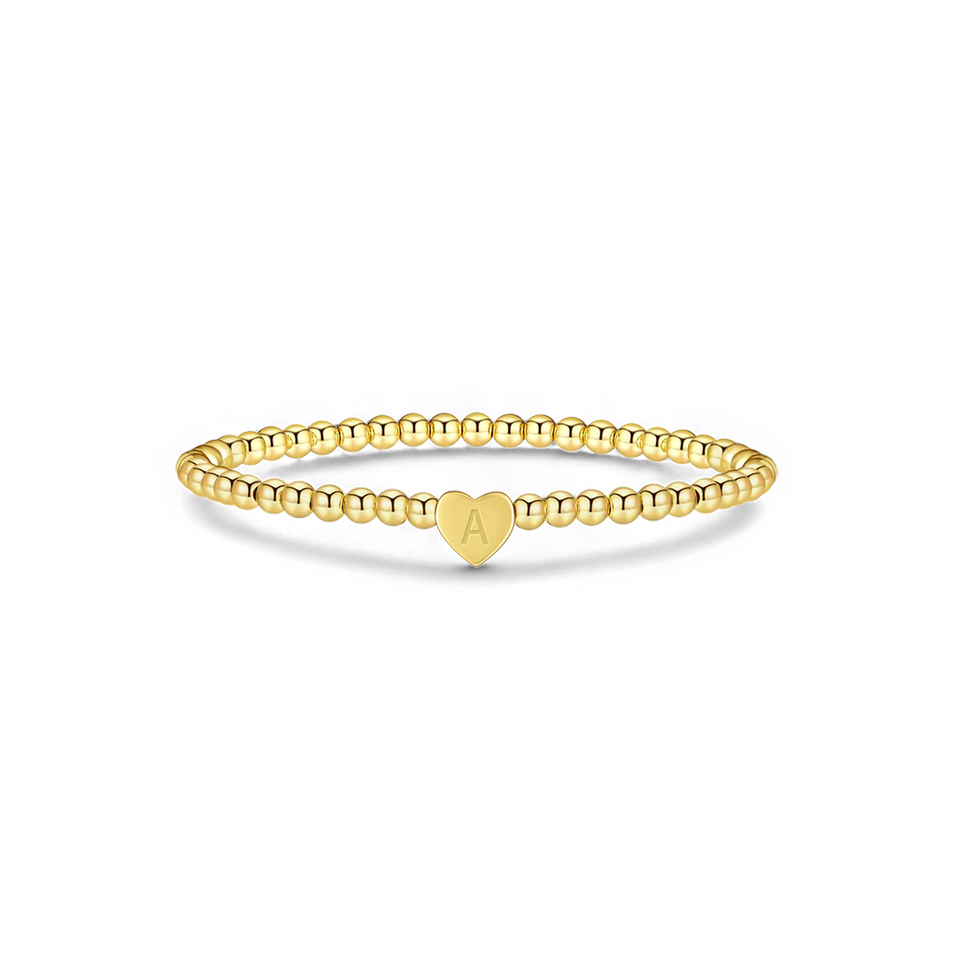Gold Beaded Bracelet with Heart Initial in gold, A by Seeyoura