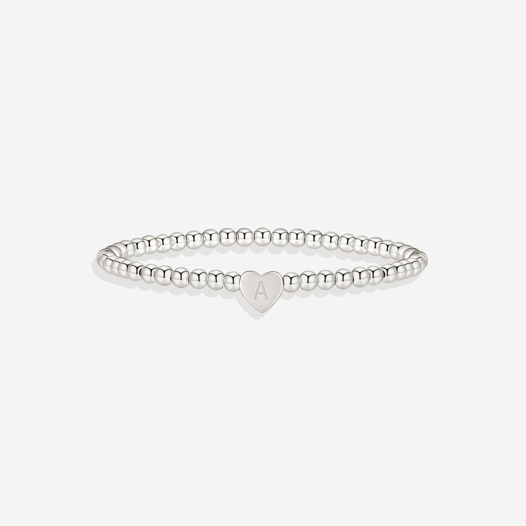 Gold Beaded Bracelet with Heart Initial in silver, A by Seeyoura