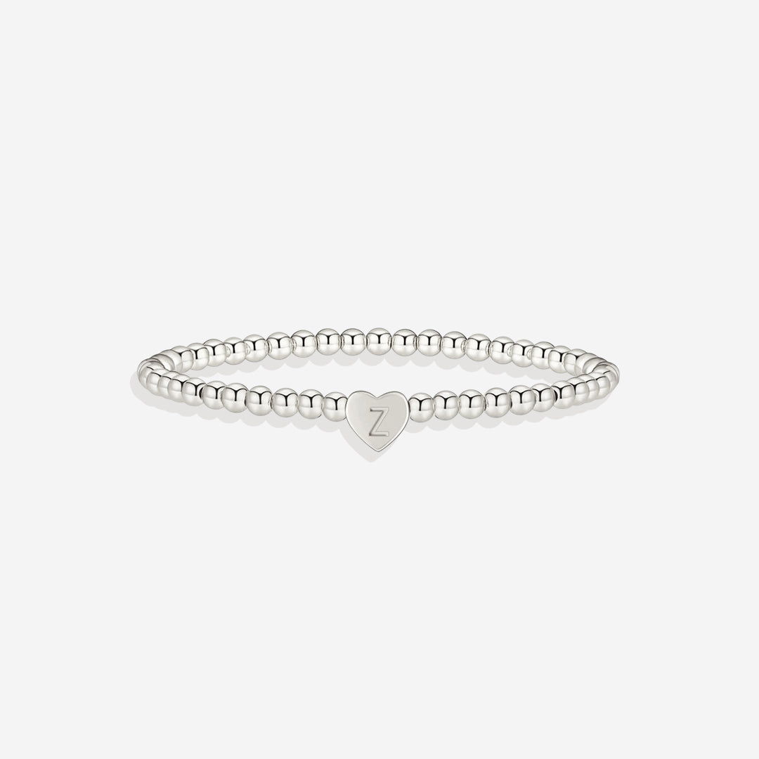 Gold Beaded Bracelet with Heart Initial in silver, Z by Seeyoura
