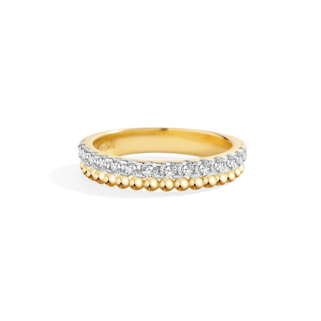 Beaded Diamond Band in 18-k-gold-over-sterling-silver by Seeyoura