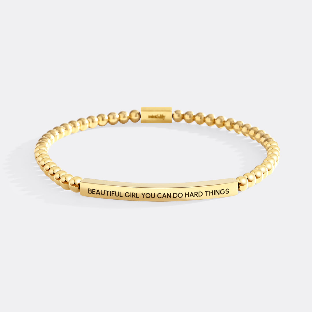 Beautiful Girl You Can Do Hard Things Beaded Inspire Bracelet by Seeyoura