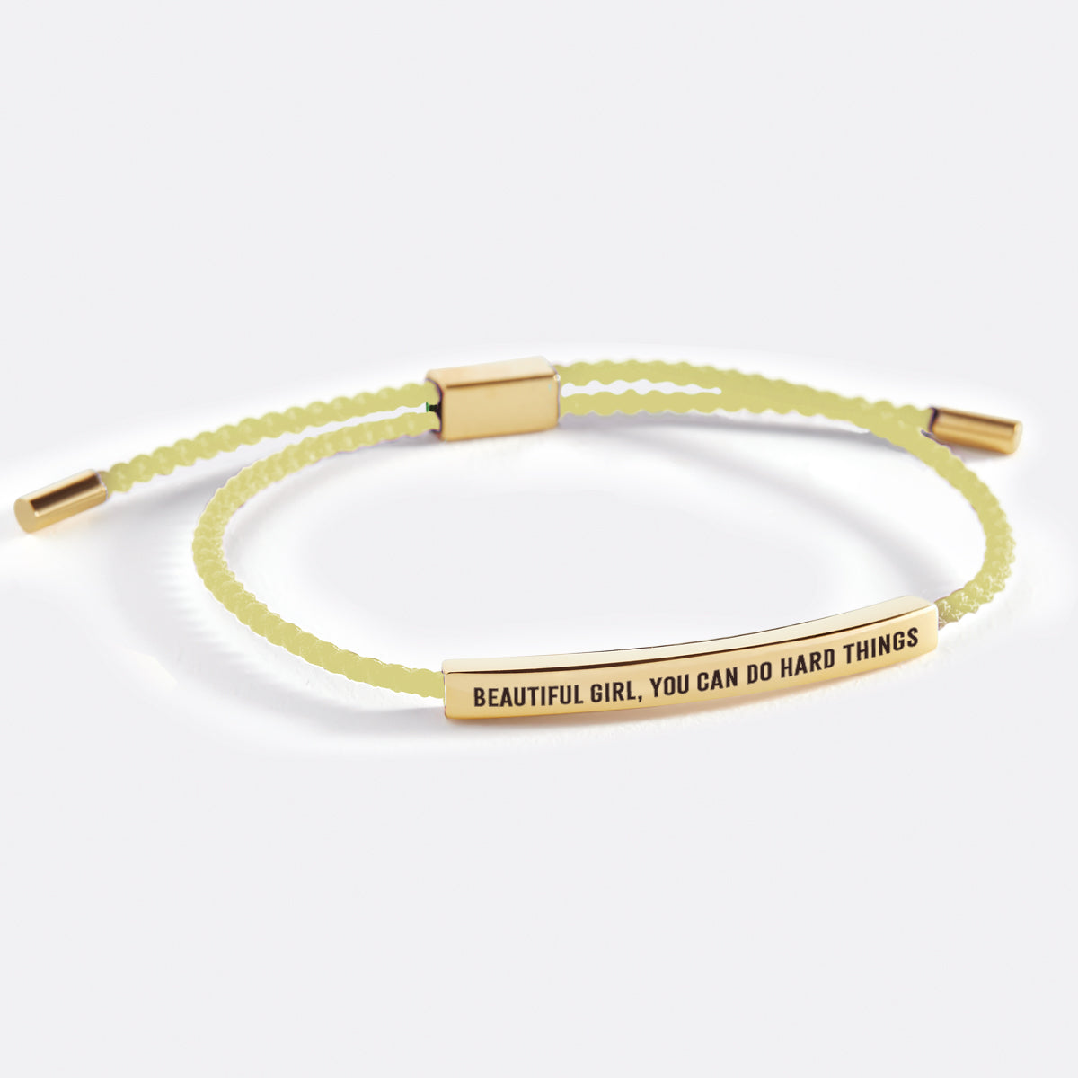 Beautiful Girl, You Can Do Hard Things Inspire Bracelet in Lemon Yellow, gold by Seeyoura