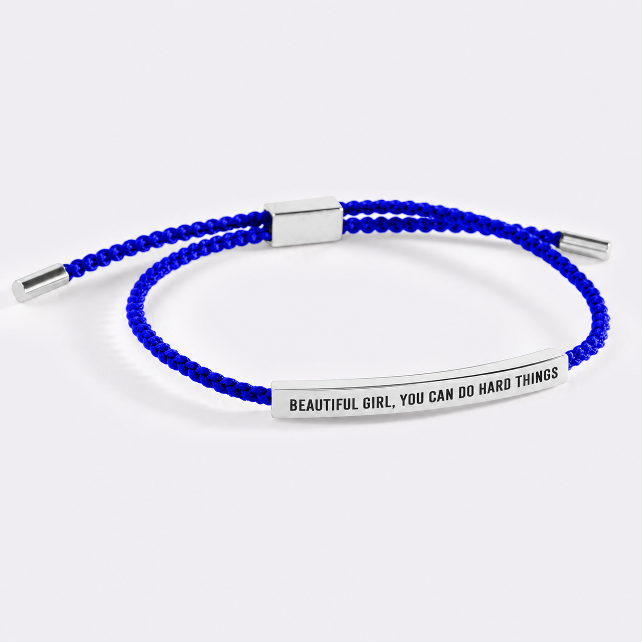 Beautiful Girl, You Can Do Hard Things Inspire Bracelet in Royal Blue, silver by Seeyoura