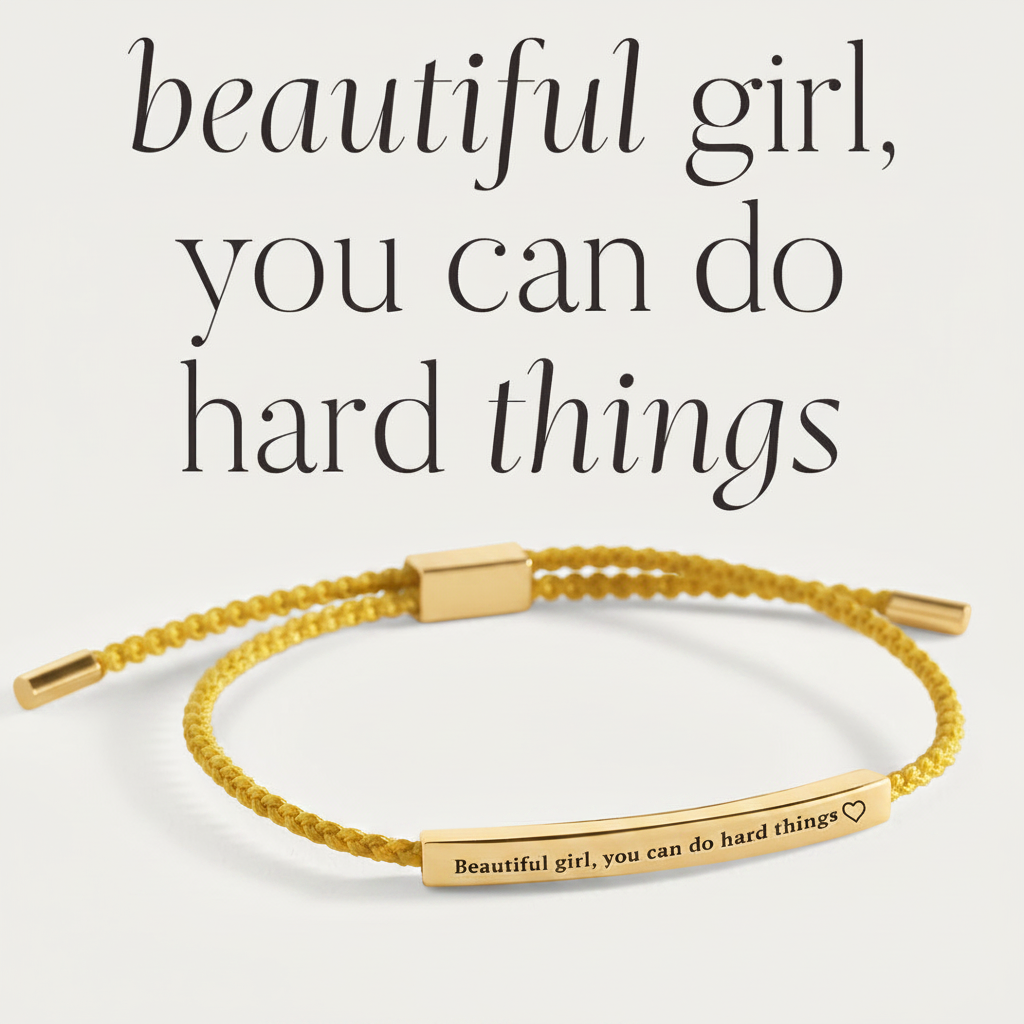 Beautiful Girl You Can Do Hard Things Inspire Bracelet in Lemon Yellow, gold by Seeyoura