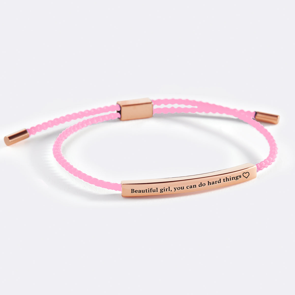 Beautiful Girl You Can Do Hard Things Inspire Bracelet in Pink, 18-k-rose-gold-plated by Seeyoura
