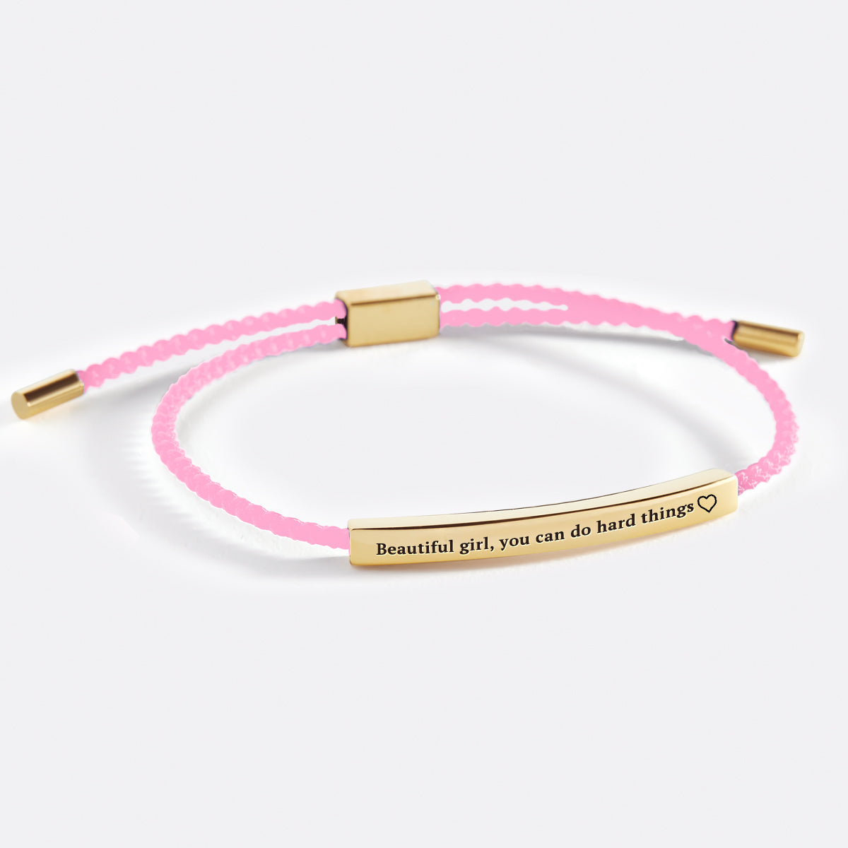 Beautiful Girl You Can Do Hard Things Inspire Bracelet in Pink, gold by Seeyoura