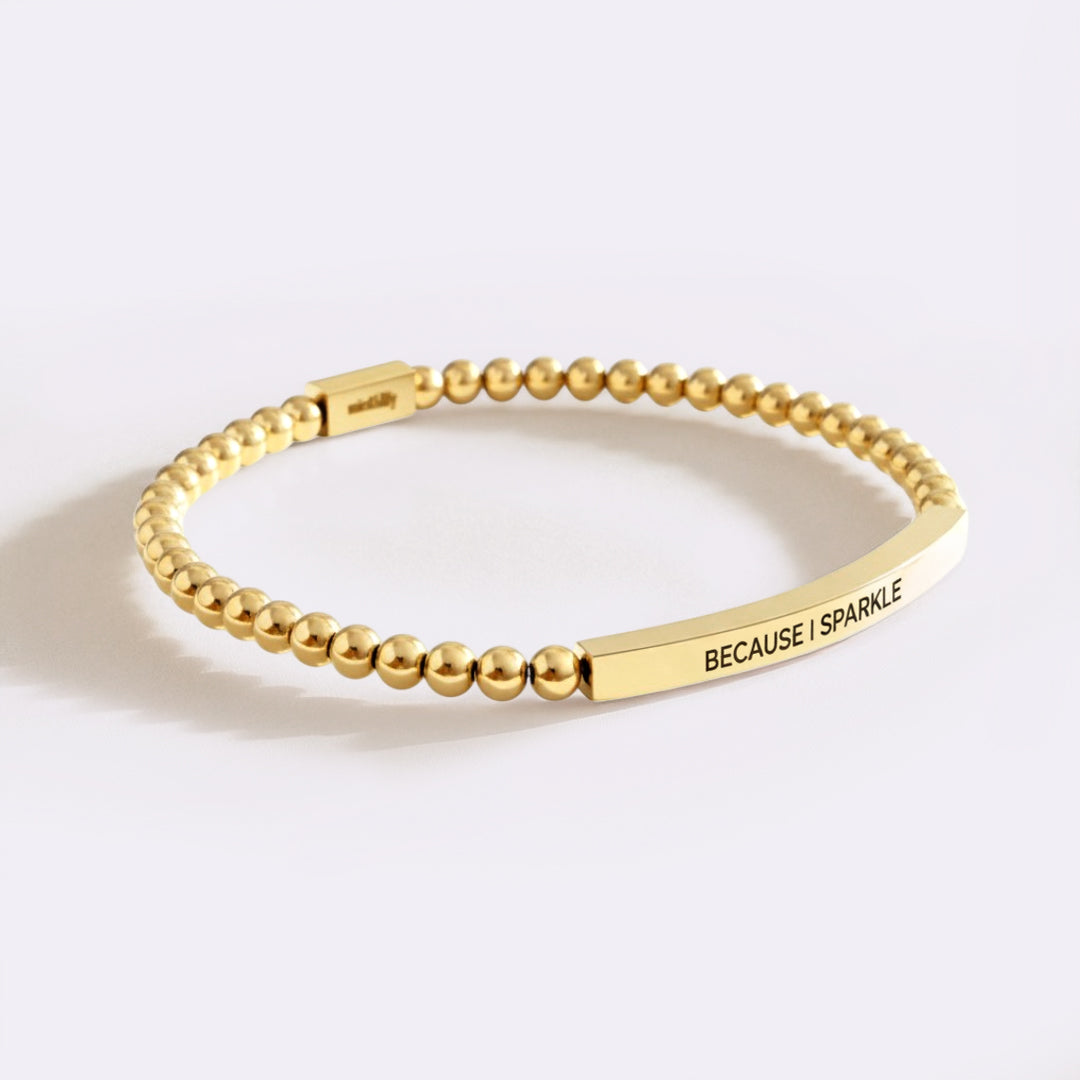 Because I Sparkle Beaded Inspire Bracelet in gold-plate-with-gold-beads by Seeyoura