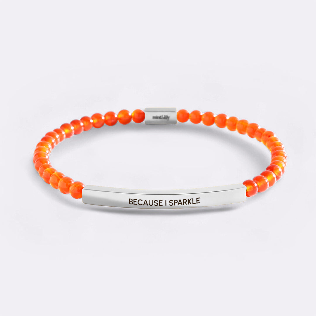 Because I Sparkle Beaded Inspire Bracelet in silver-plate-with-carnelian-beads by Seeyoura