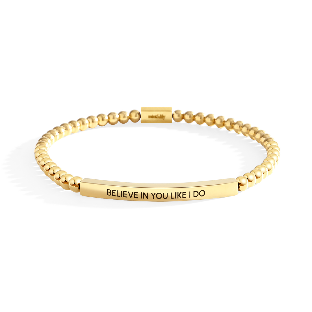 Believe in You Like I Do Beaded Inspire Bracelet in gold-plate-with-gold-beads by Seeyoura