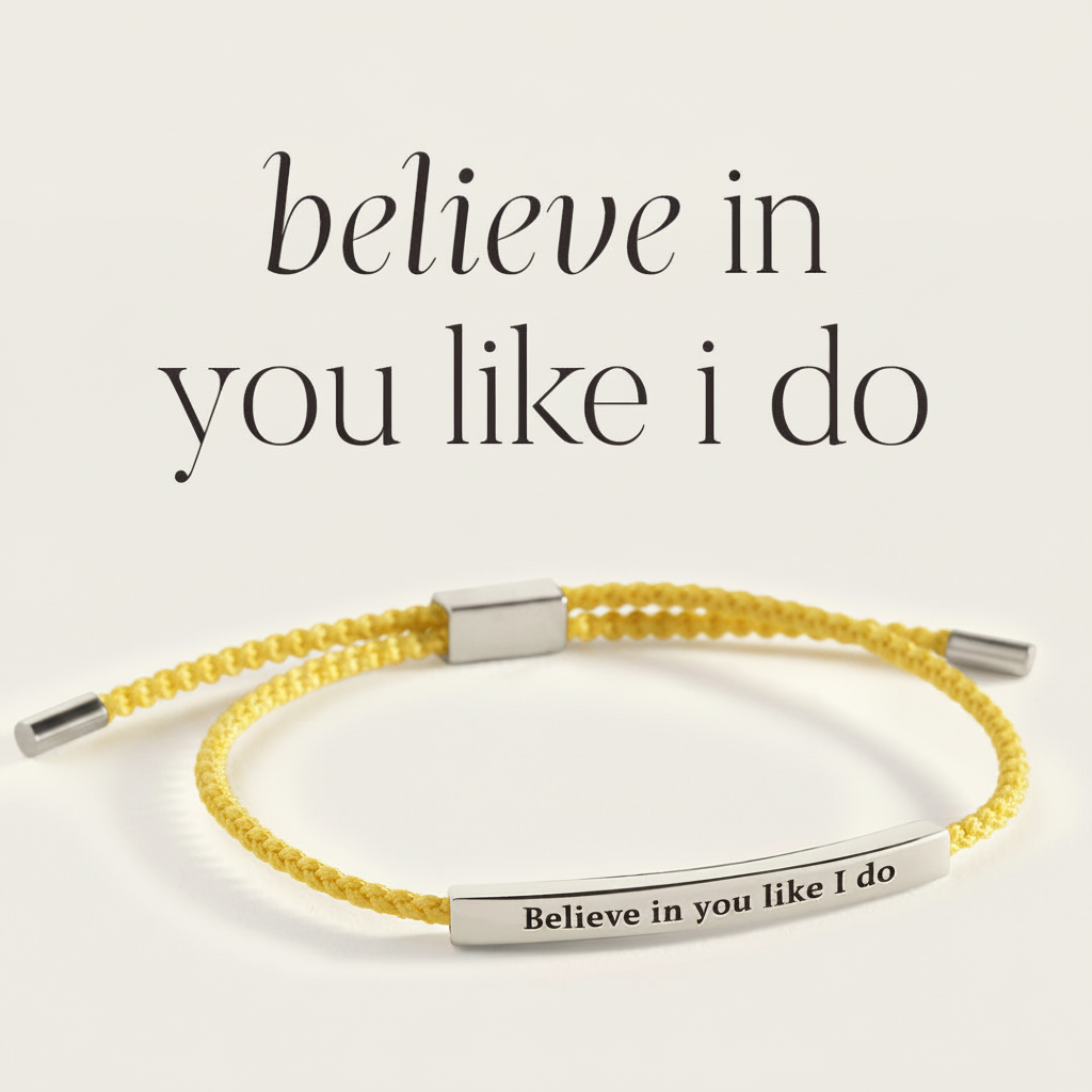 Believe in You Like I Do Inspire Bracelet in Lemon Yellow, silver by Seeyoura