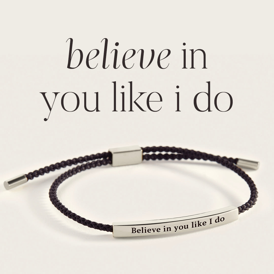 Believe in You Like I Do Inspire Bracelet in Midnight Black, silver by Seeyoura