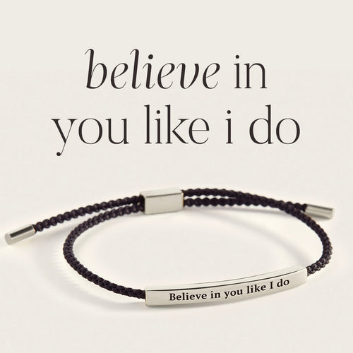 Believe in You Like I Do Inspire Bracelet in Midnight Black, silver by Seeyoura