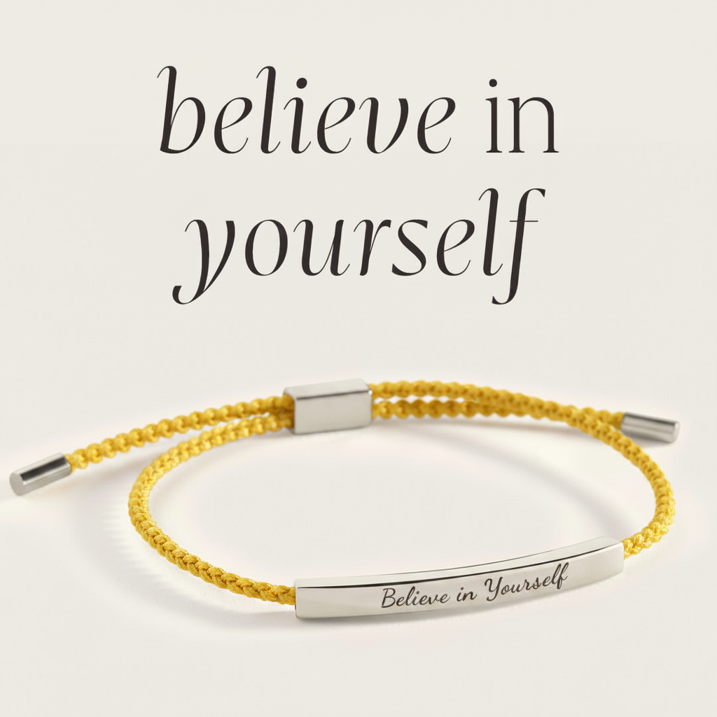 Believe in Yourself Inspire Bracelet in Lemon Yellow, silver by Seeyoura