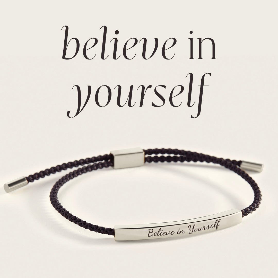 Believe in Yourself Inspire Bracelet in Midnight Black, silver by Seeyoura