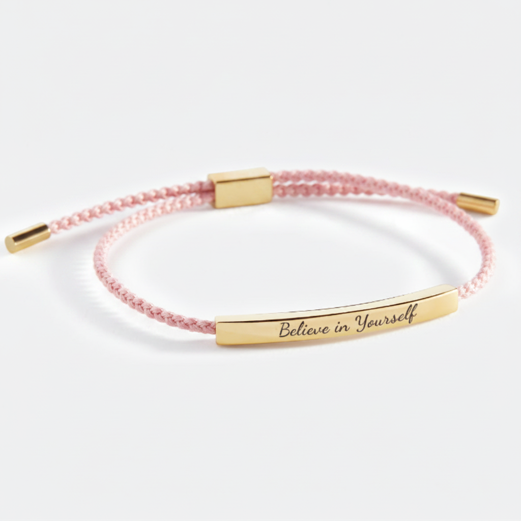 Believe in Yourself Inspire Bracelet in Pink, gold by Seeyoura