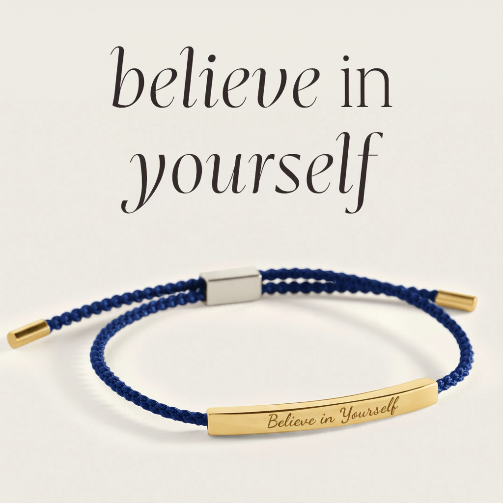 Believe in Yourself Inspire Bracelet in Royal Blue, gold by Seeyoura