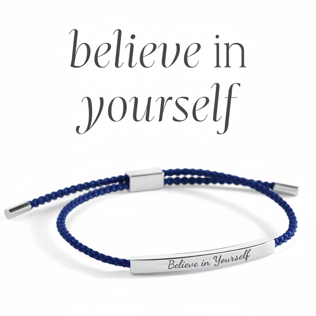 Believe in Yourself Inspire Bracelet in Royal Blue, silver by Seeyoura