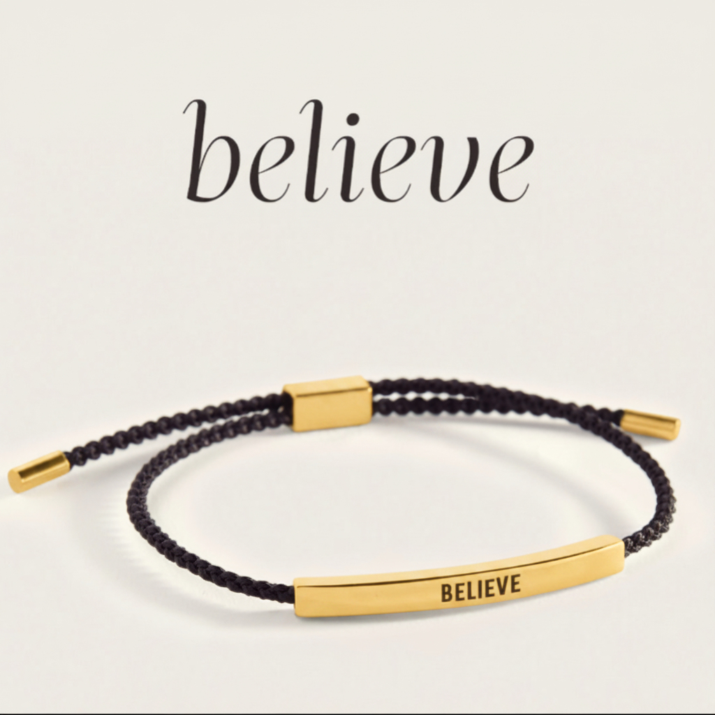 Believe Inspire Bracelet in Midnight Black, gold by Seeyoura