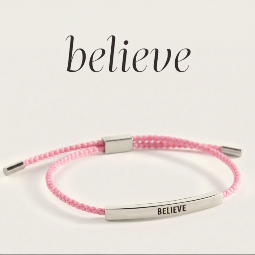 Believe Inspire Bracelet in Pink, silver by Seeyoura