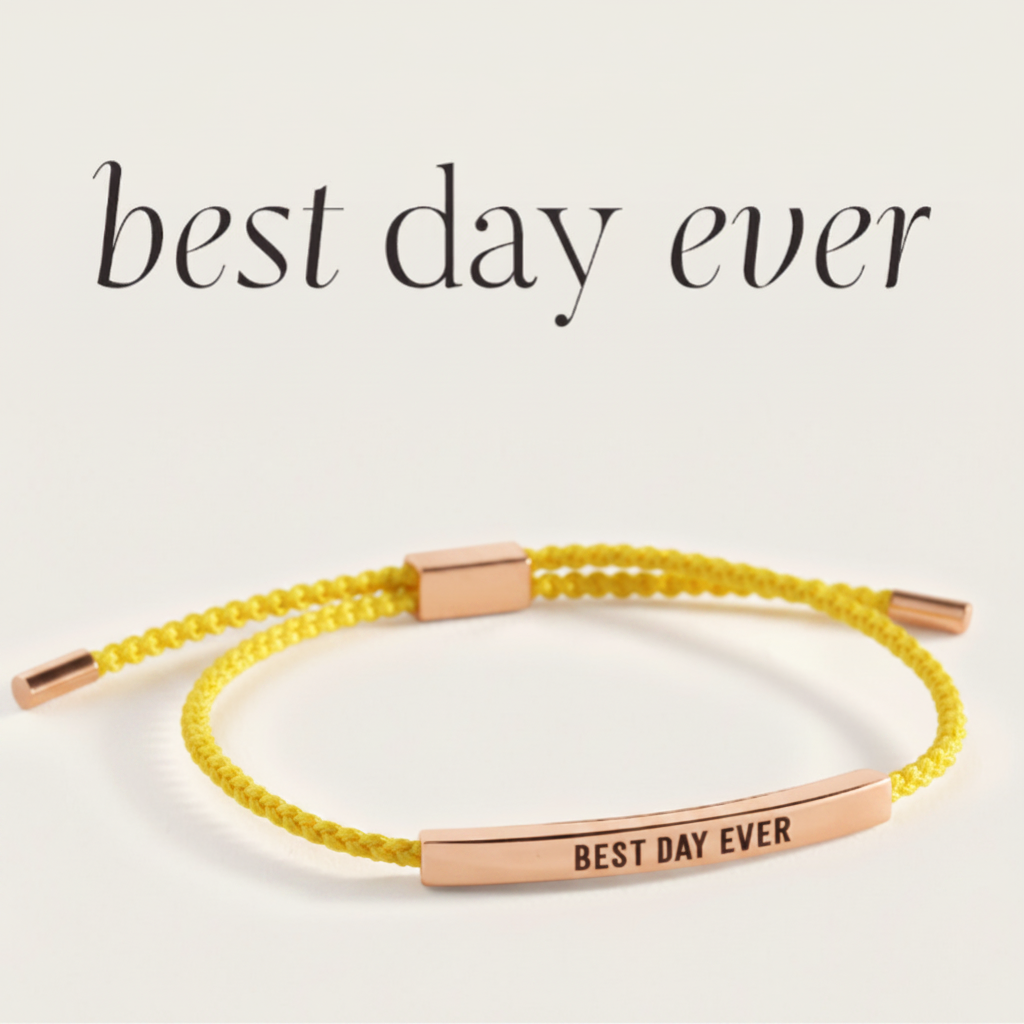 Best Day Ever Inspire Bracelet in Lemon Yellow, 18-k-rose-gold-plated by Seeyoura